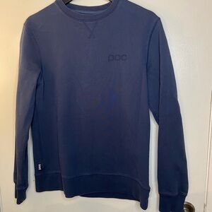 Navy Blue Crewneck Sweater with Ribbed Cuffs